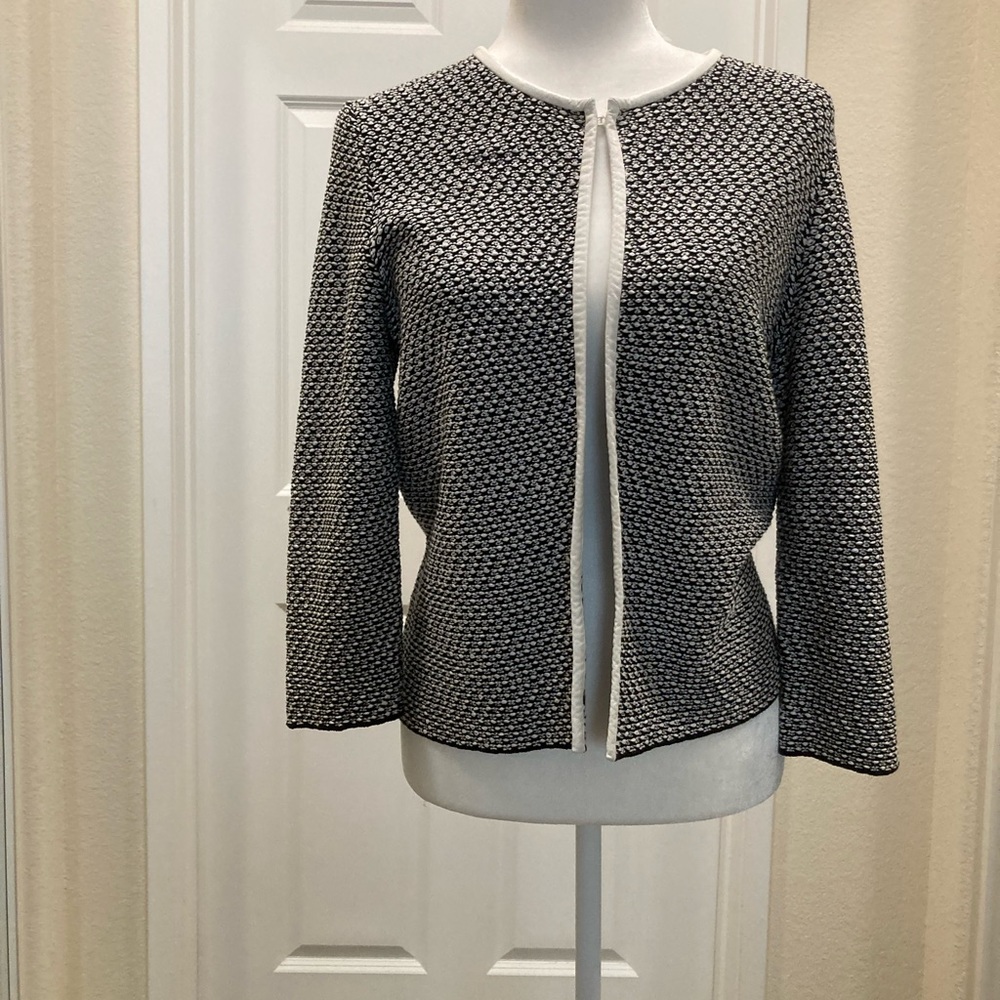 Classique Entier knit & leather trim jacket